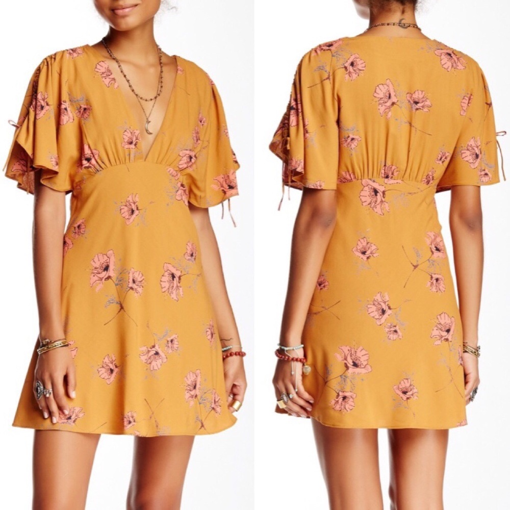 FREE PEOPLE, Mauve and Marigold, Mini-Micro, empire waist, pockets!